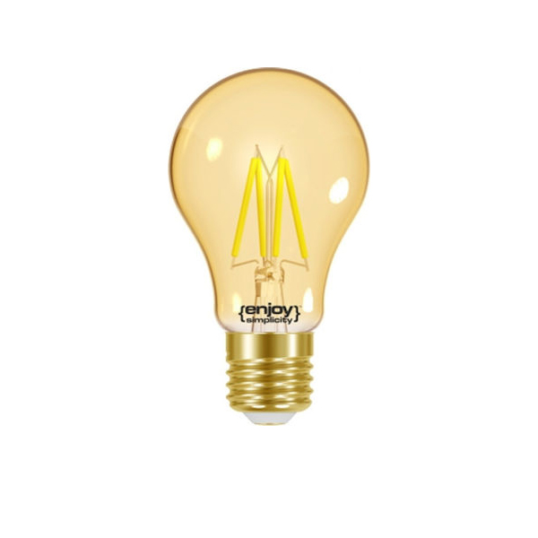 Λάμπα LED για Ντουί E27 και Σχήμα A60 Θερμό Λευκό 4,2W διάφανη μελί
